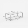 Mesa de centro rectangular de metal con tablero de cristal Berillo Modelo