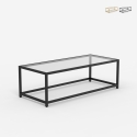 Mesa de centro rectangular de metal con tablero de cristal Berillo Promoción