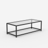Mesa de centro rectangular de metal con tablero de cristal Berillo Stock