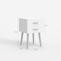 Mesita de noche de madera estilo nórdico para dormitorio color blanco negro Corallo Medidas