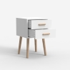 Mesita de noche de madera estilo nórdico para dormitorio color blanco negro Corallo Descueto