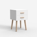 Mesita de noche de madera estilo nórdico para dormitorio color blanco negro Corallo Catálogo