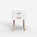 Mesita de noche de madera estilo nórdico para dormitorio color blanco negro Corallo Stock