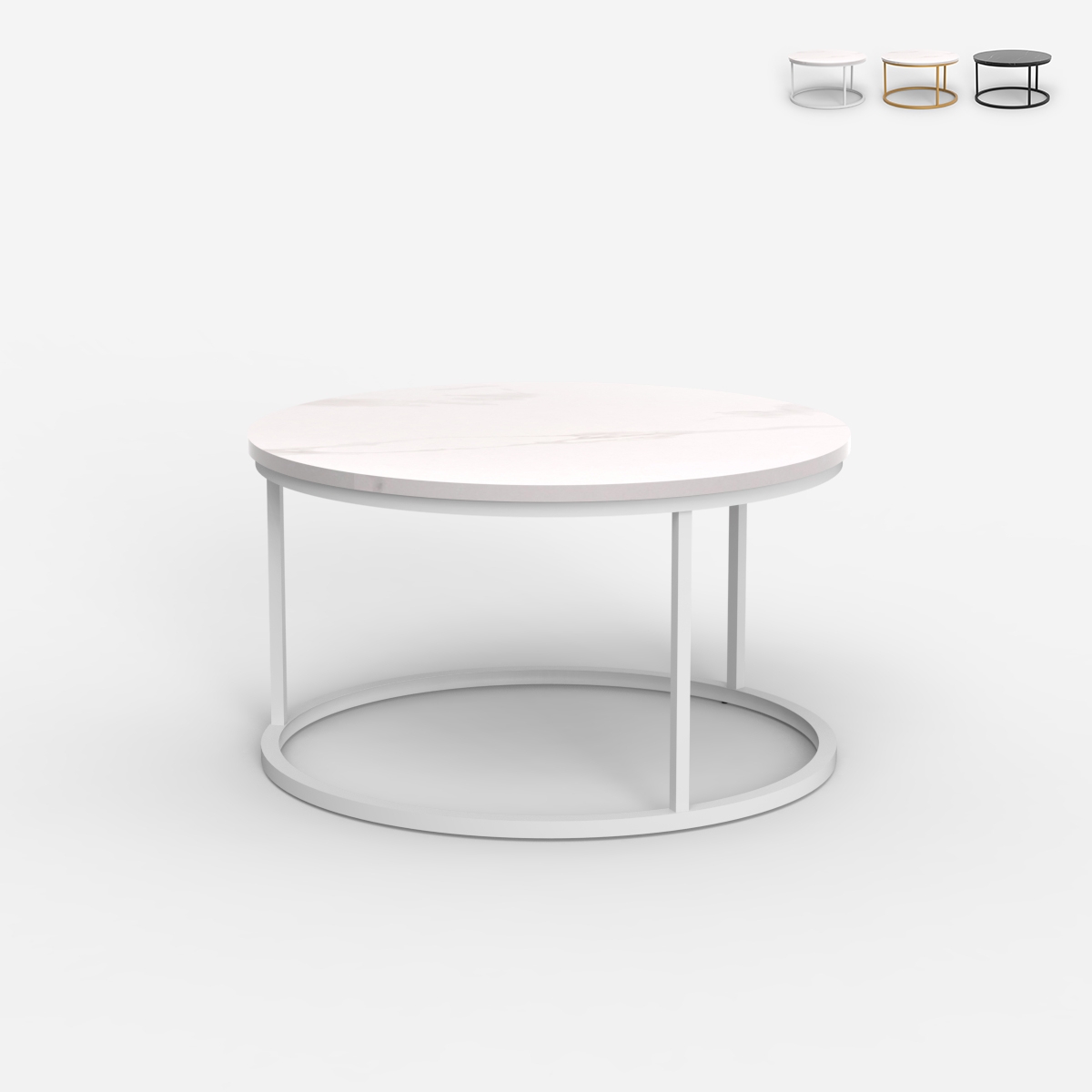 Mesa de centro redonda de 80 cm efecto mármol moderna Ossidiana Promoción Mesa de centro redonda de 80 cm efecto mármol moderna Ossidiana Promoción