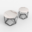 Juego de 2 mesas de centro de diseño moderno con base metálica Aragonite Descueto