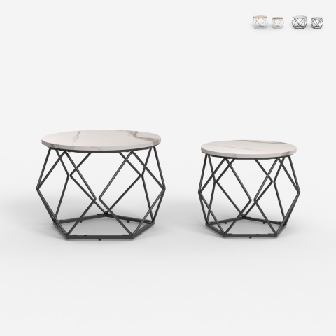 Juego de 2 mesas de centro de diseño moderno con base metálica Aragonite Promoción