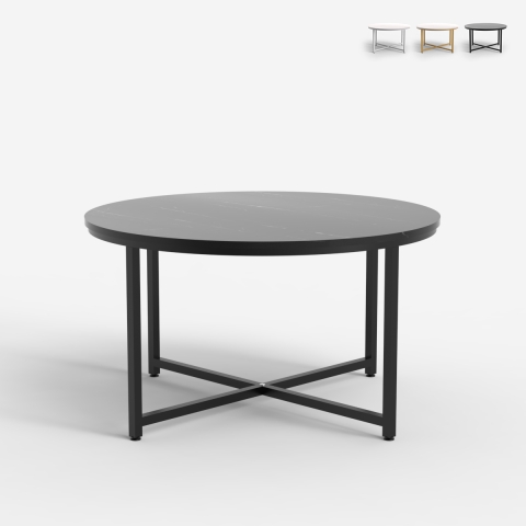Mesa de centro redonda para el salón 80cm con tapa efecto mármol Granato Promoción