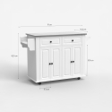 Isla de cocina con ruedas, 2 cajones, 4 puertas y especiero Turchese Coste