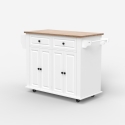 Isla de cocina con ruedas, 2 cajones, 4 puertas y especiero Turchese Stock