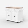 Isla de cocina con ruedas, 2 cajones, 4 puertas y especiero Turchese Stock