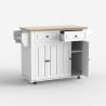 Isla de cocina con ruedas, 2 cajones, 4 puertas y especiero Turchese Descueto