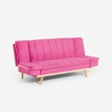 Sofá cama de 2 plazas con respaldo reclinable de tela de terciopelo Skata Oferta