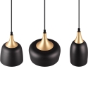 Lámpara colgante moderna de 3 luces en metal negro y dorado Sudar Rebajas