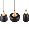 Lámpara colgante moderna de 3 luces en metal negro y dorado Sudar Rebajas