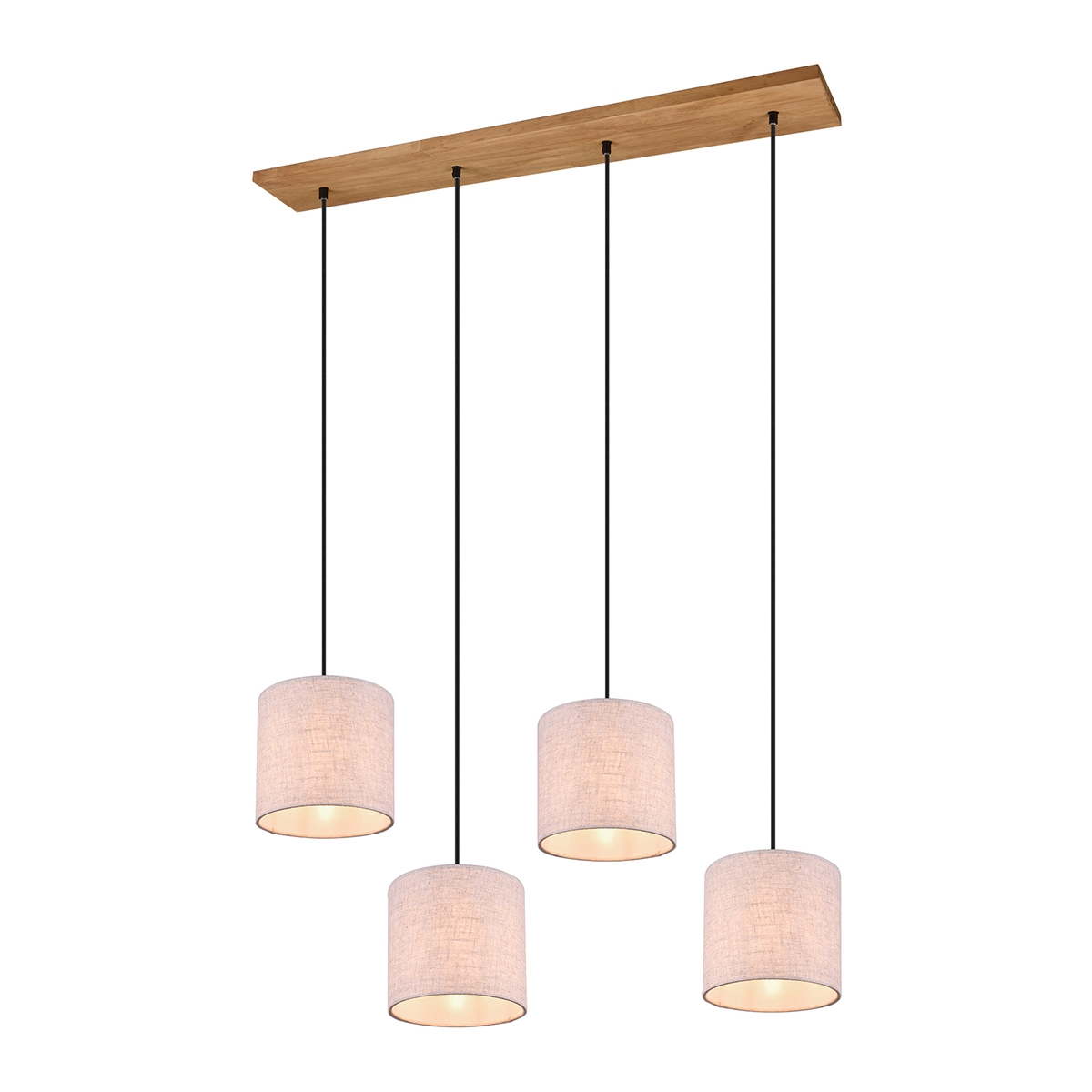 Lámpara colgante de madera con 4 pantallas de tela Shvid