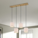 Lámpara colgante de madera con 4 pantallas de tela Shvid Venta