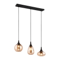 Lámpara colgante península cocina 3 luces vidrio ámbar Tepuk Promoción