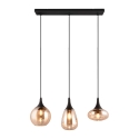 Lámpara colgante península cocina 3 luces vidrio ámbar Tepuk Oferta
