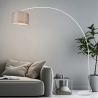 Lámpara de pie arco metal blanco con pantalla textil gris Drask Venta