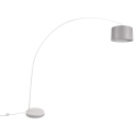 Lámpara de pie arco metal blanco con pantalla textil gris Drask Descueto