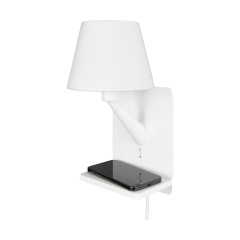 Aplique de pared con carga inalámbrica USB y pantalla de tela Myrik Promoción