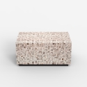 Mesita auxiliar rectangular de madera artesanal con incrustaciones Kala Oferta