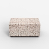 Mesita auxiliar rectangular de madera artesanal con incrustaciones Kala Oferta