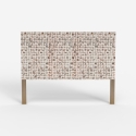 Cabecero tallado con incrustaciones de madera 174x135 cm para cama de matrimonio Juno Oferta