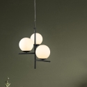 Lámpara colgante moderna con 3 luces esféricas de vidrio blanco Lumoa Venta