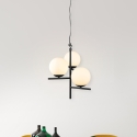 Lámpara colgante moderna con 3 luces esféricas de vidrio blanco Lumoa Descueto