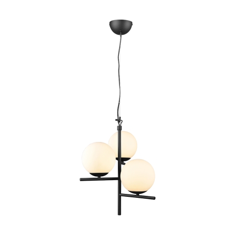 Lámpara colgante moderna con 3 luces esféricas de vidrio blanco Lumoa Promoción