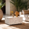 Mesita auxiliar rectangular de madera artesanal con incrustaciones Kala Promoción