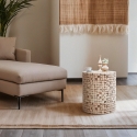 Mesita auxiliar moderna cilíndrica de madera para el salón con incrustaciones Hadi Venta