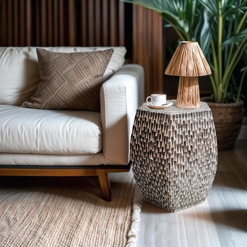 Mesa hexagonal moderna de diseño con incrustaciones de nácar Tari Promoción