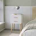 Mesita de noche de madera estilo nórdico para dormitorio color blanco negro Corallo Oferta