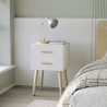 Mesita de noche de madera estilo nórdico para dormitorio color blanco negro Corallo Oferta