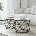 Juego de 2 mesas de centro de diseño moderno con base metálica Aragonite Oferta