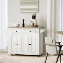 Isla de cocina con ruedas, 2 cajones, 4 puertas y especiero Turchese Oferta