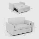 Sofá cama extraíble de 2 plazas diseño moderno en tejido PORTO RICO 