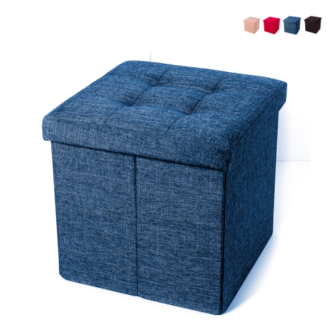 Puf cuadrado con almacenaje de tela para sala de estar 34x34cm Liberty Promoción