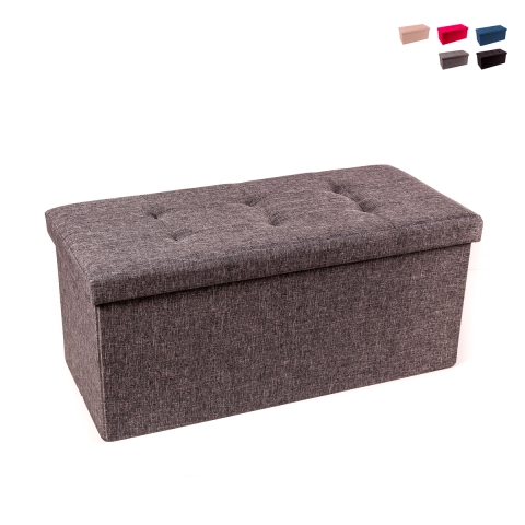 Puf rectangular con almacenamiento 76x34cm para sala de estar en tela Nilo Promoción