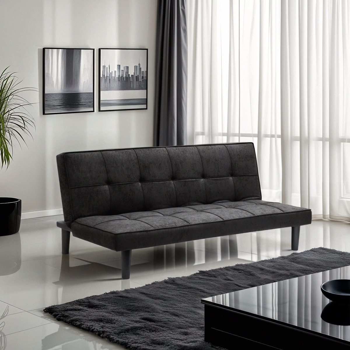 Giada Dark Sofá Cama Diseño En Tejido 2 Plazas para casa y oficina Promoción
