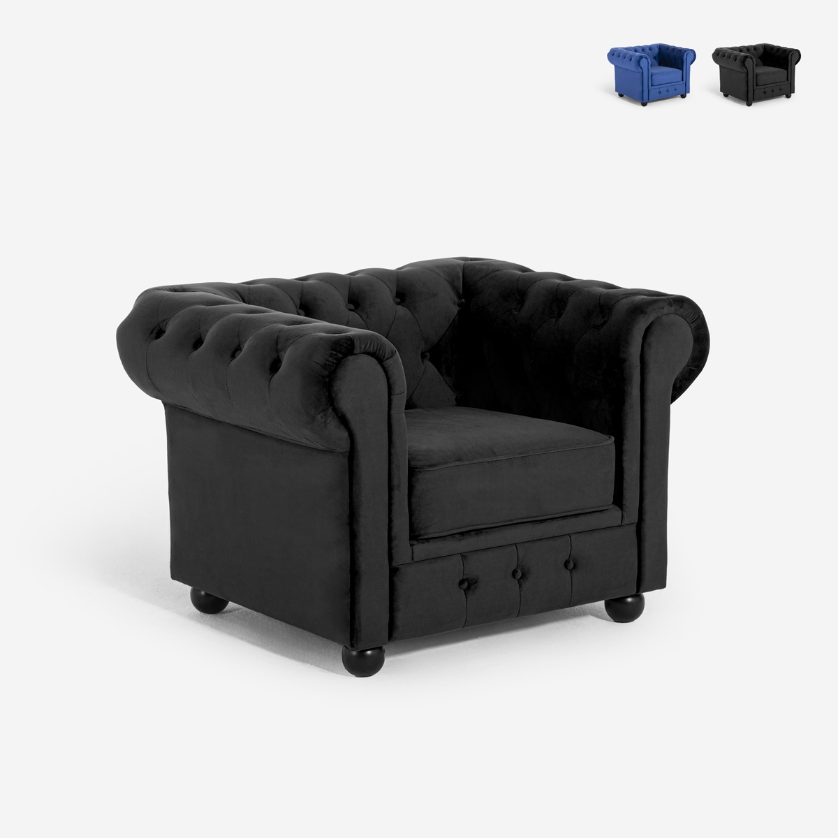 Sillón de salón de estilo clásico Chesterfield de terciopelo Coventry Promoción Sillón de salón de estilo clásico Chesterfield de terciopelo Coventry Promoción