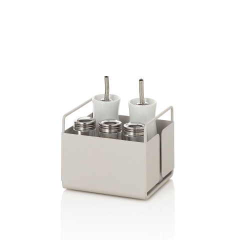 Organizador de metal blanco para mesa de cocina y baño Kyo Promoción
