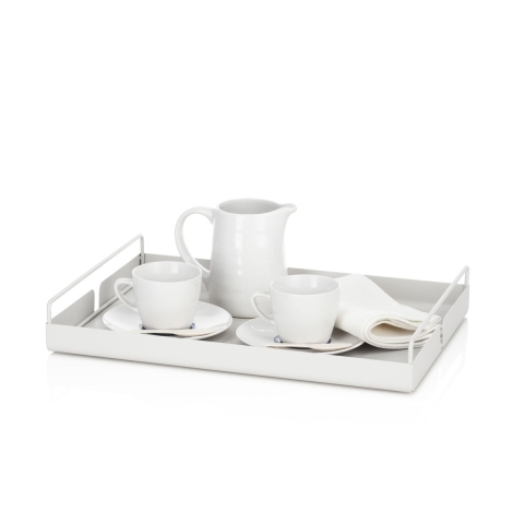 Bandeja de servir para mesa de cocina en metal blanco Jax Promoción