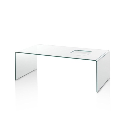 Mesa de centro de cristal curvado y diseño moderno Compass Promoción