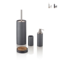 Set de accesorios de baño en resina blanco gris y bambú Gaeta Promoción