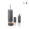 Set de accesorios de baño en resina blanco gris y bambú Gaeta Promoción