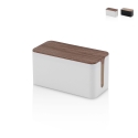 Caja organizadora de cables en ABS con tapa efecto madera Earl Promoción