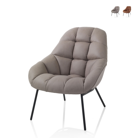 Silla poltrona de cuero sintético acolchada diseño moderno Carla Promoción